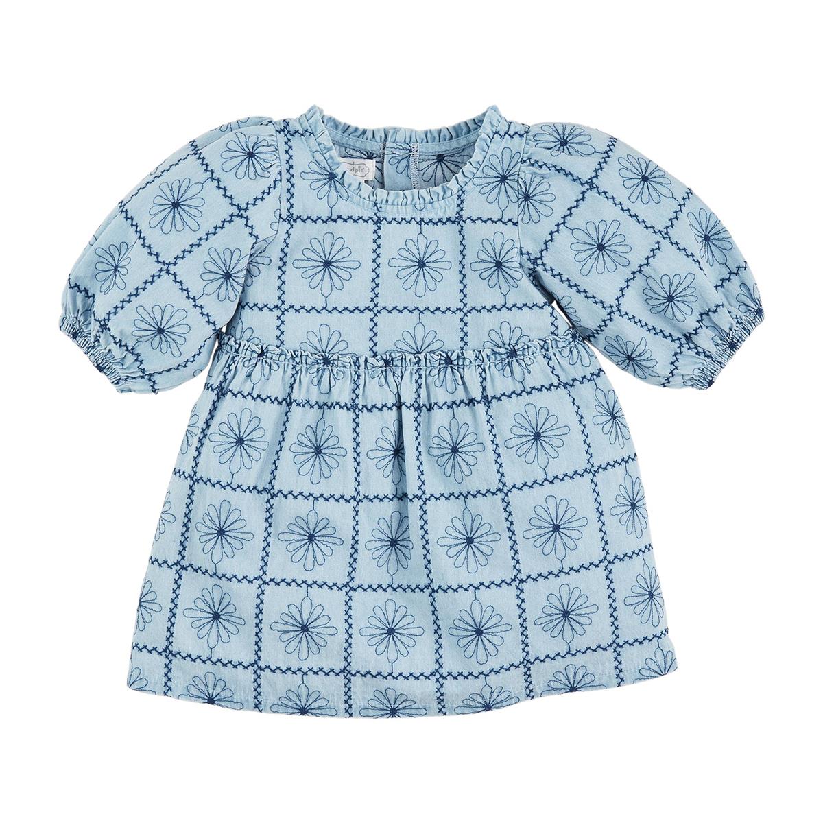 Denim Embroidered Dress