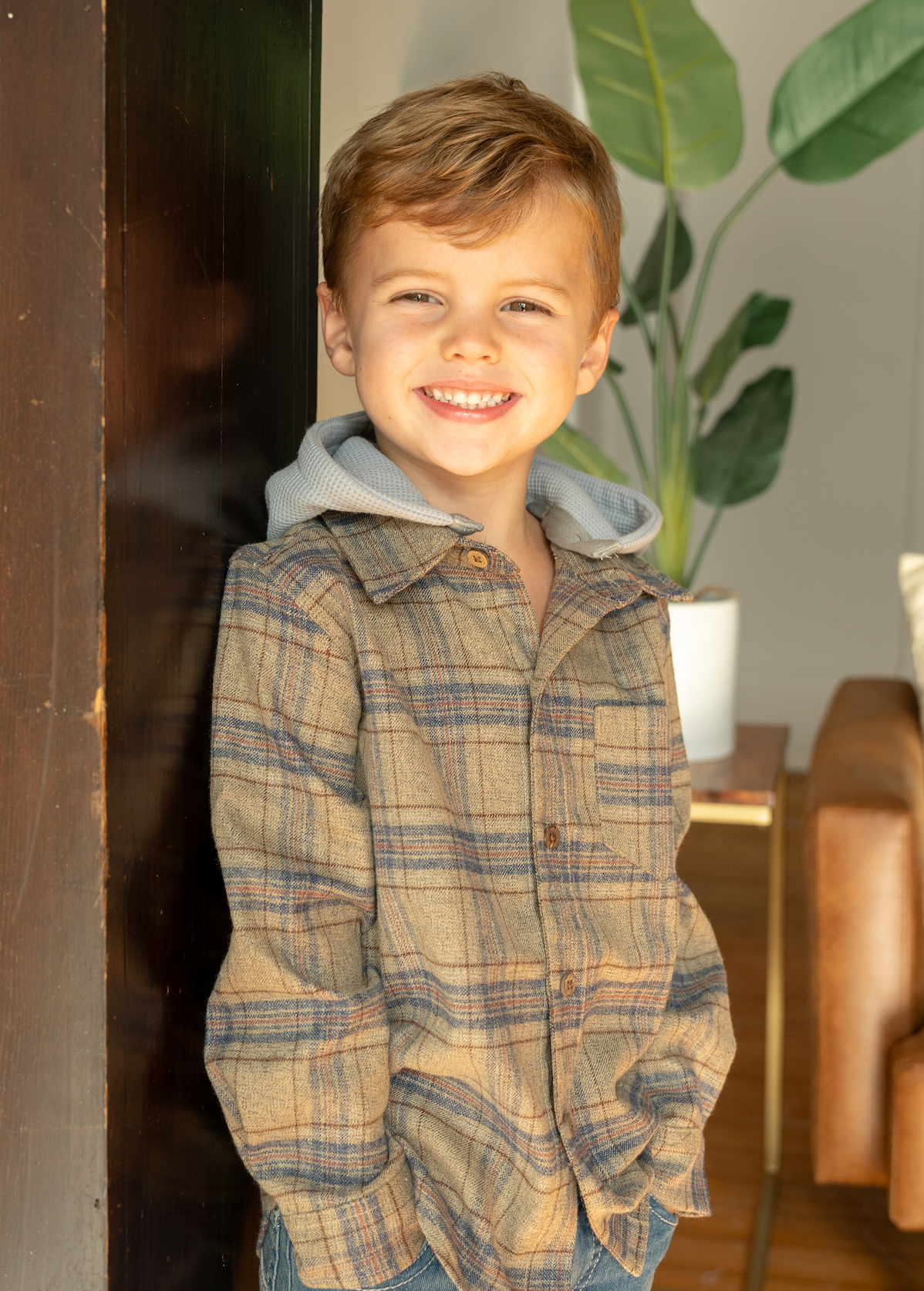 Plaid Hooded Shirt