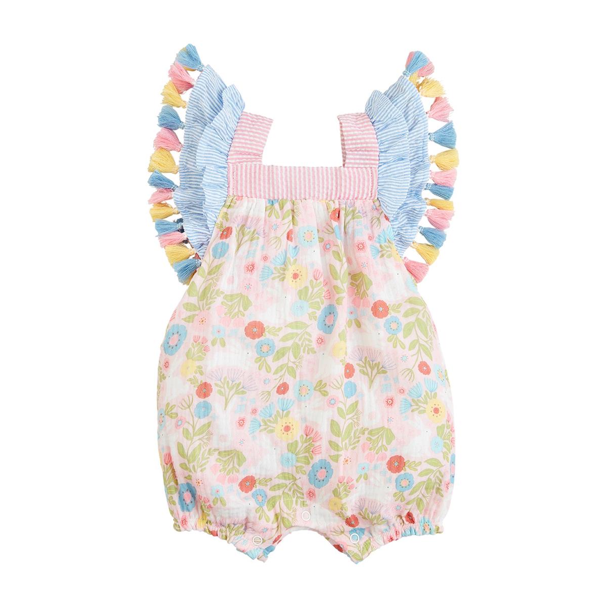 Bunny Print Tassel Romper