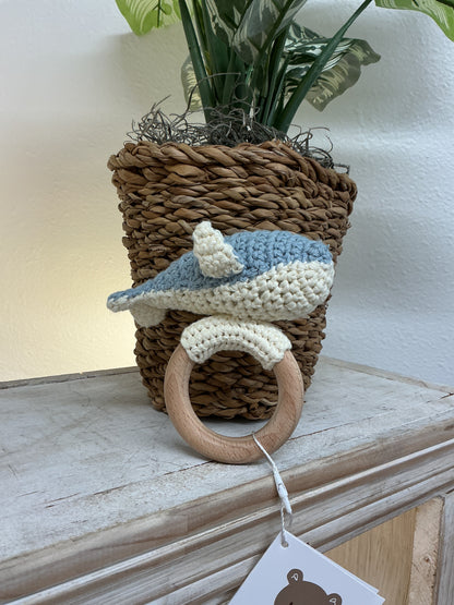 Teether Whale Cotton Crochet Rattle Baby Gift Spring Summer