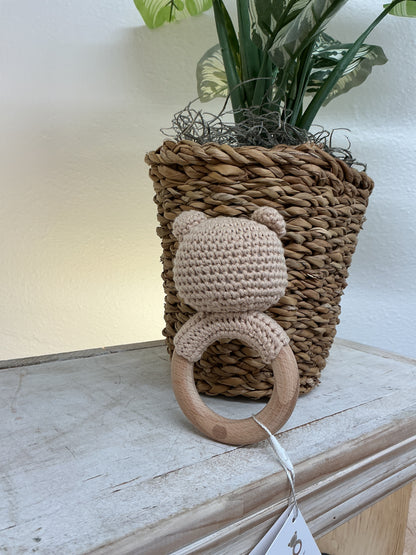Teether Bear Brown Baby Newborn Toy Rattle