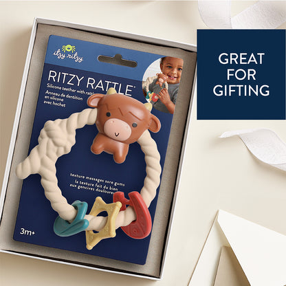 Highland Cow Ritzy Rattle Silicone Teether
