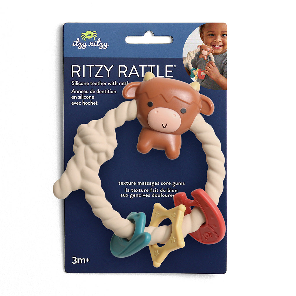 Highland Cow Ritzy Rattle Silicone Teether