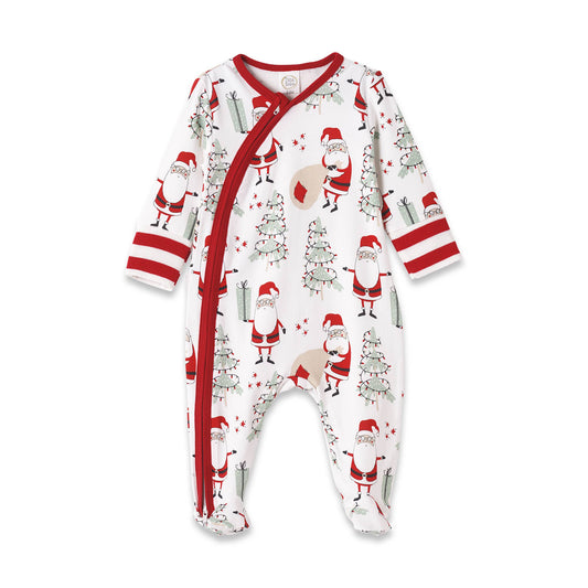 Christmas Santa Baby Bamboo Zipper Romper