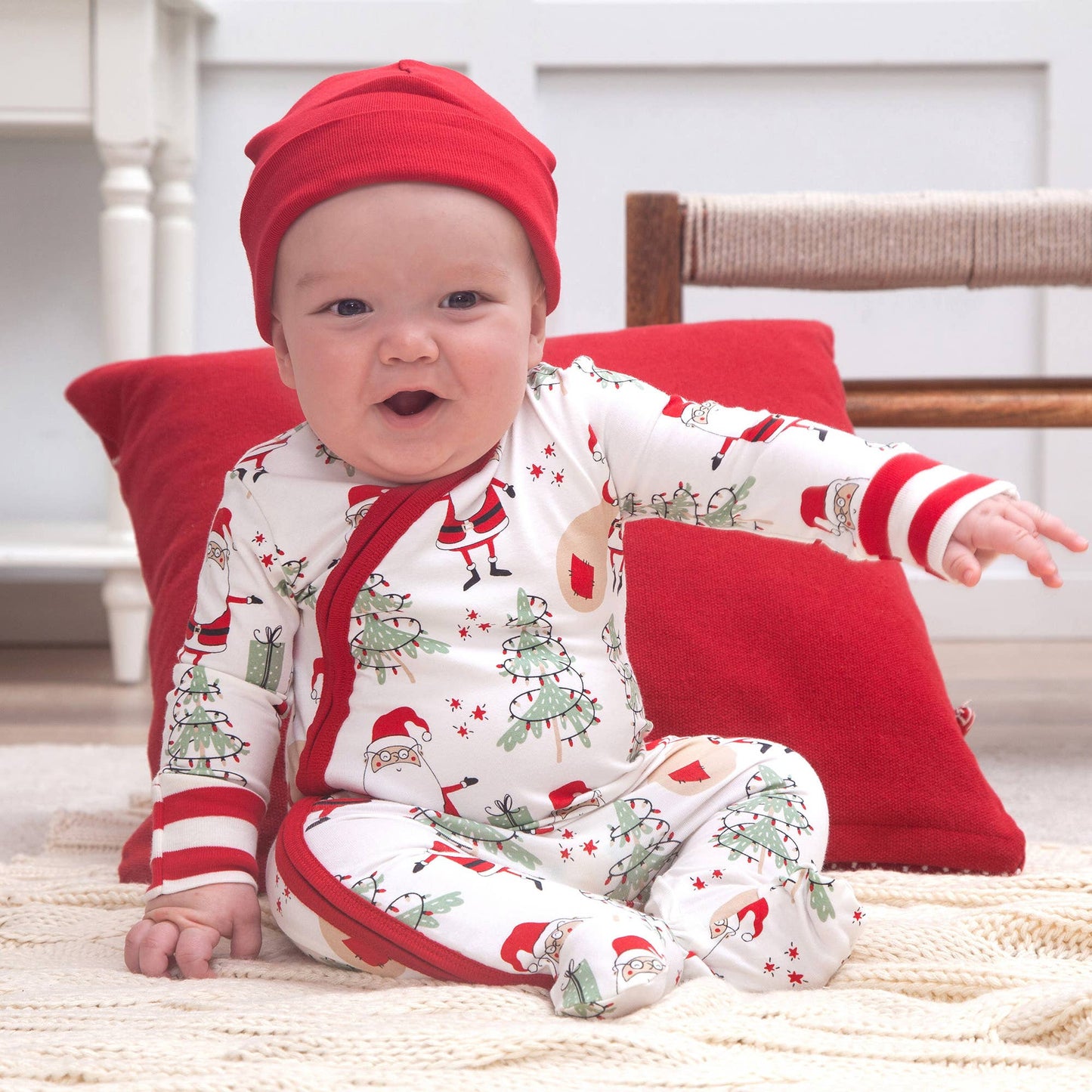 Christmas Santa Baby Bamboo Zipper Romper