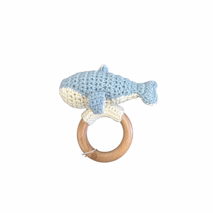 Teether Whale Cotton Crochet Rattle Baby Gift Spring Summer
