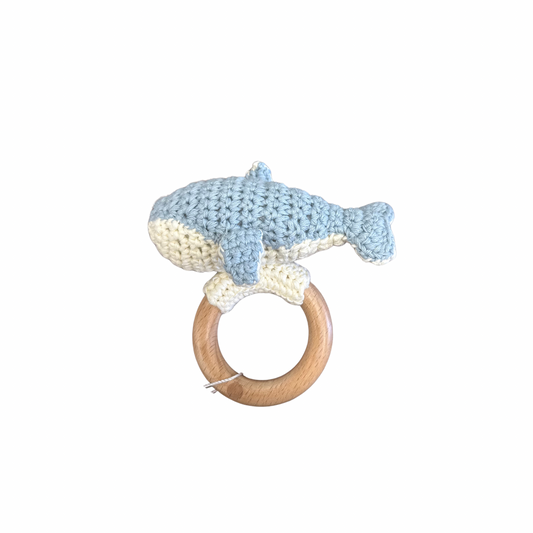 Teether Whale Cotton Crochet Rattle Baby Gift Spring Summer