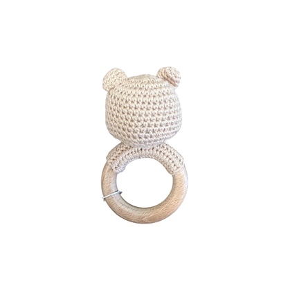 Teether Bear Brown Baby Newborn Toy Rattle