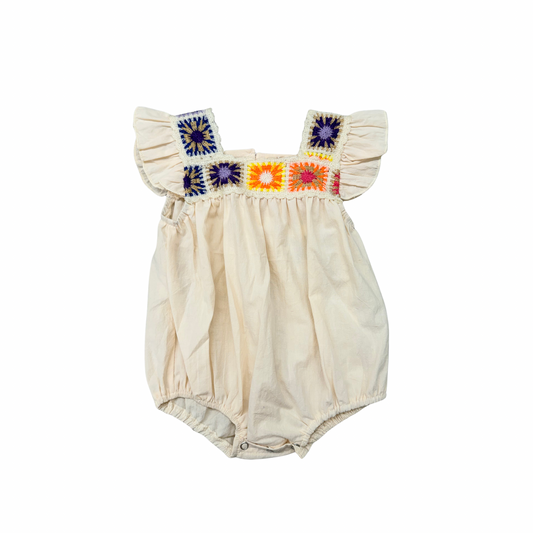 Summer Crochet Square Baby Ruffle Romper