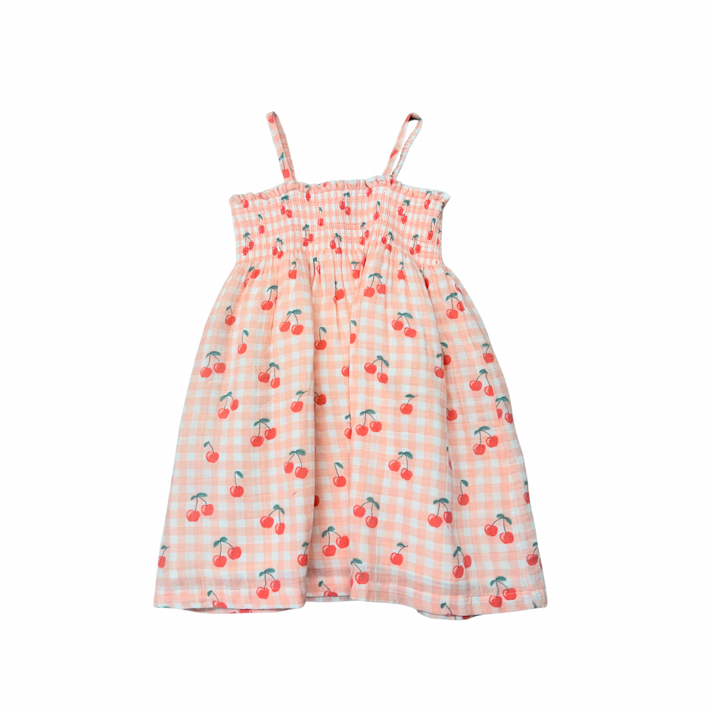 Gingham Cherries / Muslin Smocked Tube Dress