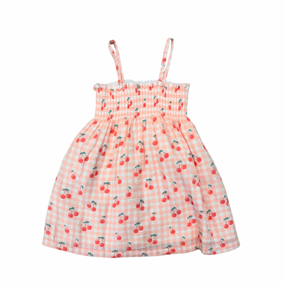 Gingham Cherries / Muslin Smocked Tube Dress