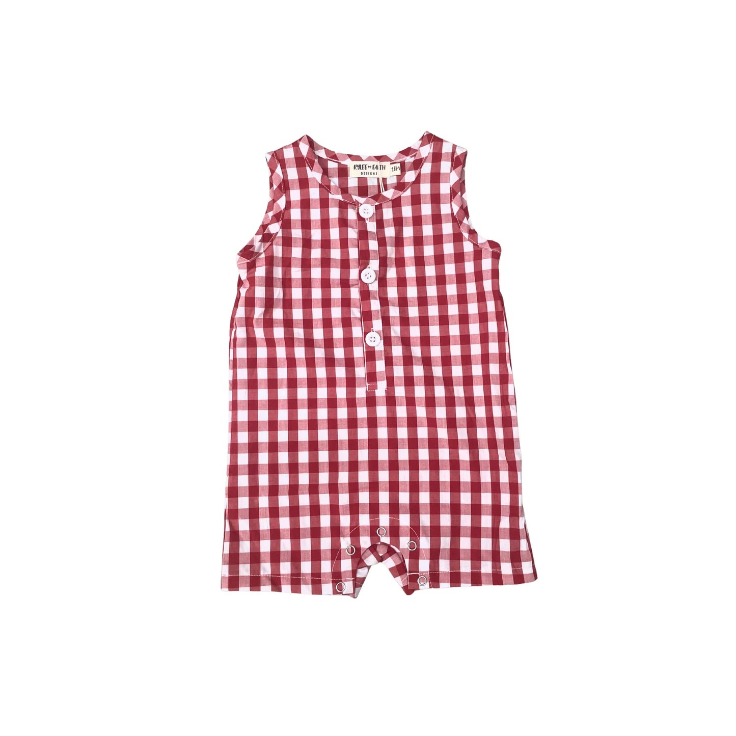 Summer Plaid Smocked Ruffle Boys Romper