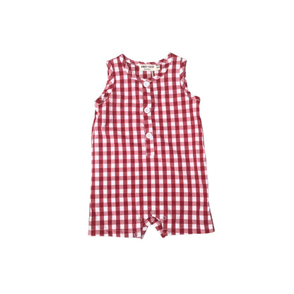 Summer Plaid Smocked Ruffle Boys Romper