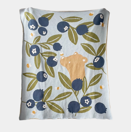 Blanket blueberry bear bee organic cotton spring baby decor