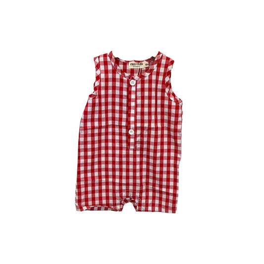 Summer Plaid Smocked Ruffle Boys Romper